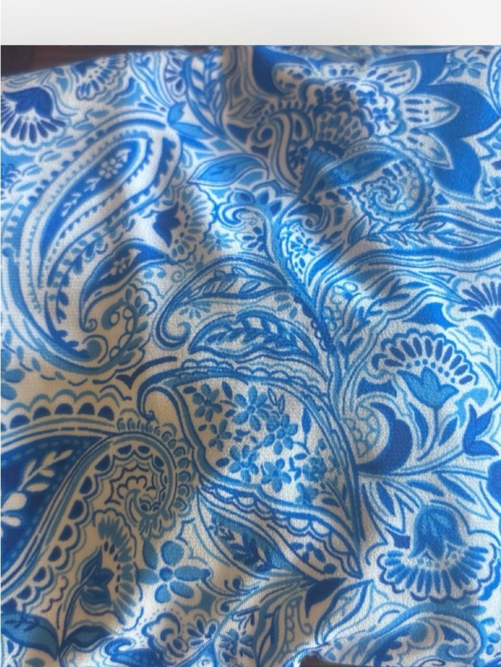 Scarlett Blue and White Paisley Short-Sleeve Top - Picture 12 of 12